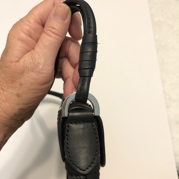 TALBOTS Black Bag With Cream Needlpoint and Adorned with Beautiful Blue Beeding - Picture 12 of 12